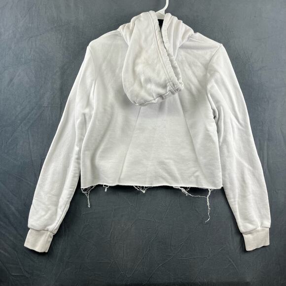 Dickies Raw Hem Crop Top Hoodie Sweatshirt Center Logo Skater Y2K Women's Medium - Picture 10 of 12